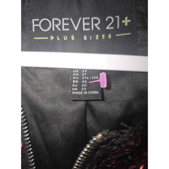 Sequin Bomber Jacket Women Forever 21 Plus Sizes 2X Black , Pink & Gold Hombre - Picture 2 of 5